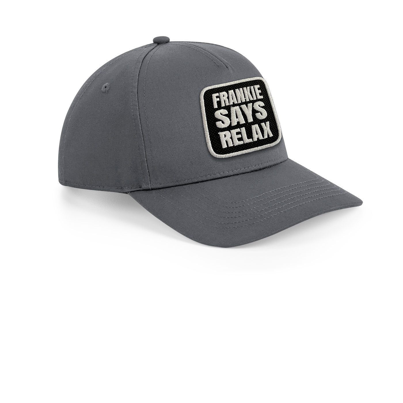 Frankie Says Relax Cap Embroidered Velcro Patch Hat Black, White, Grey