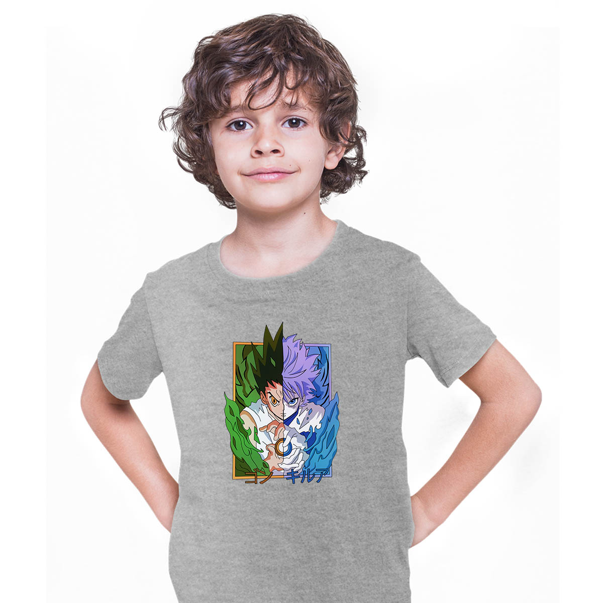 Gon Freecss And Killua Zoldyck Hunter x Hunter Anime Manga Grey T-shirt for Kids