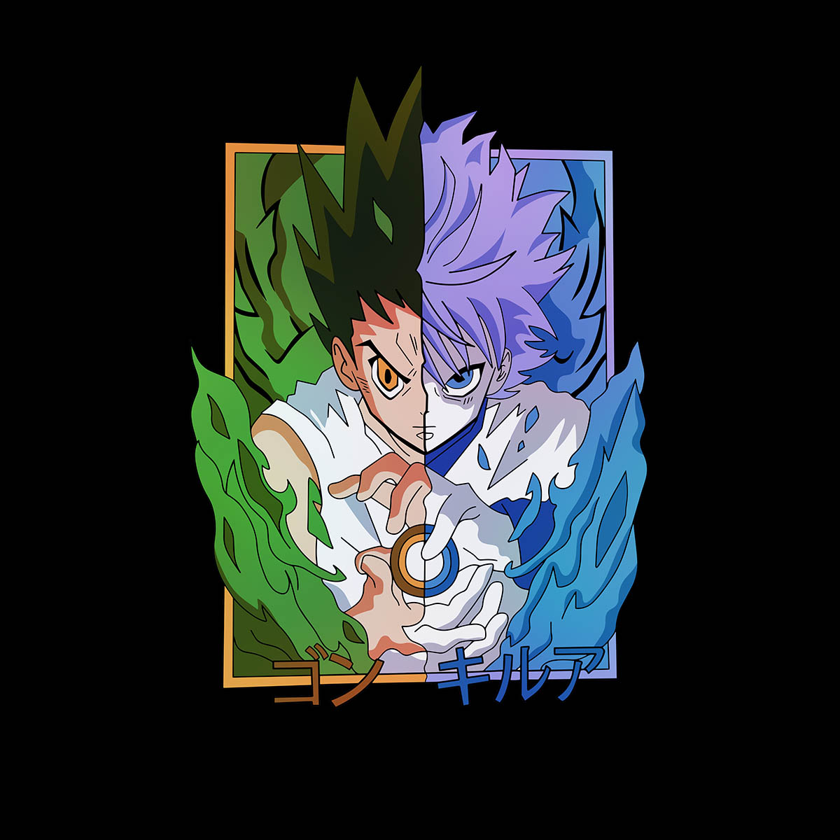 Gon Freecss And Killua Zoldyck Hunter x Hunter Anime Manga Black T-shirt for Kids