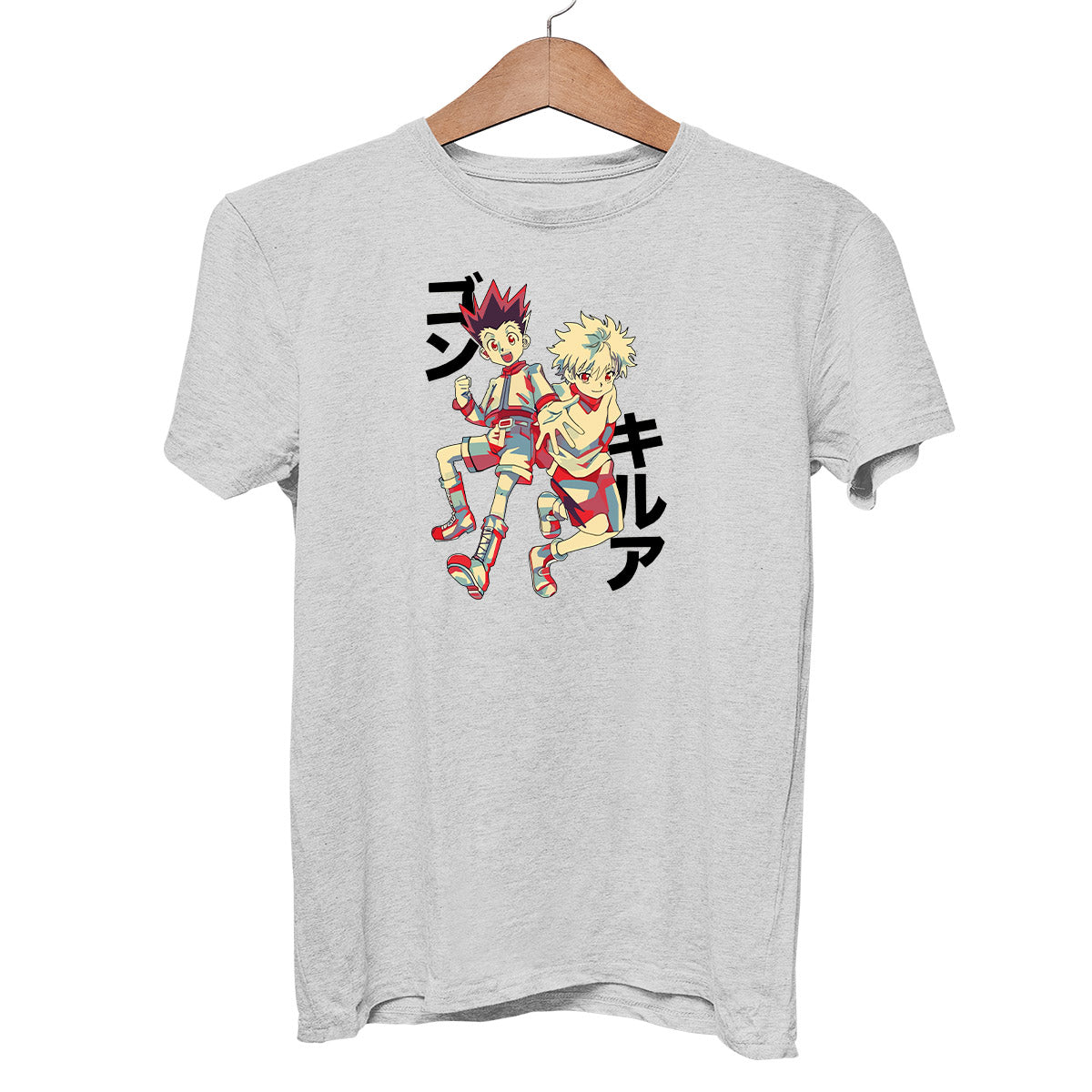Hunter x Hunter Killua And Gon Anime Japanese Manga Adult Unisex Grey T-shirt