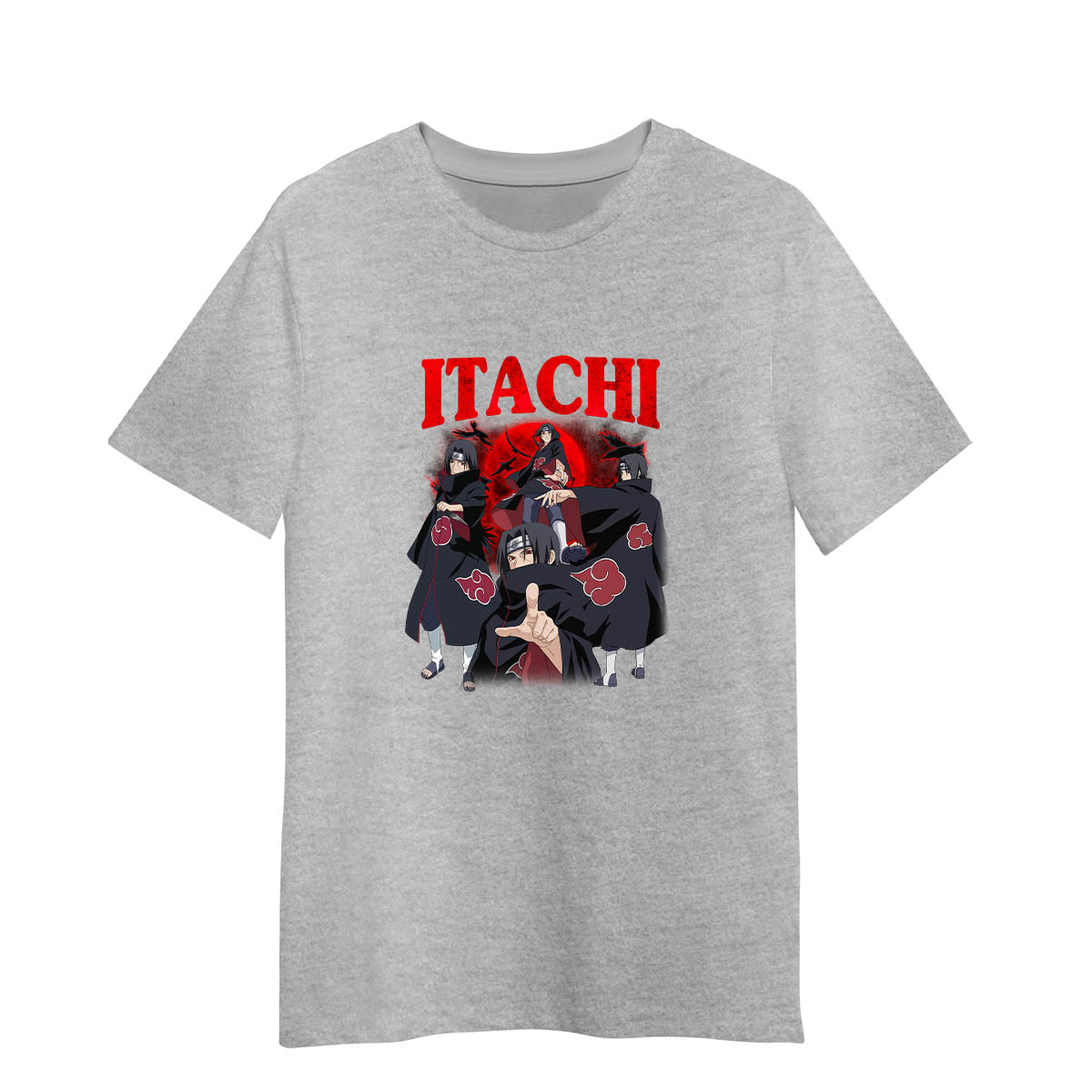 Itachi Uchiha Naruto Japanese Manga Anime Series Graphic Art Adult Unisex Grey T-shirt