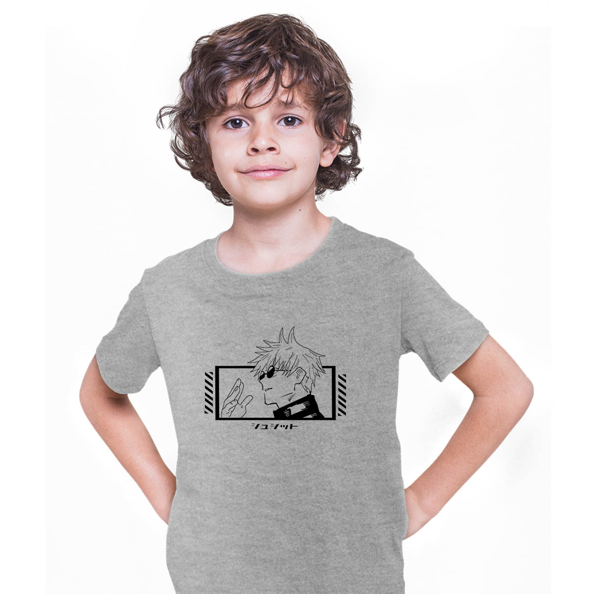 Jujutsu Kaisen Satoru Gojo Anime Manga Grey T-shirt for Kids