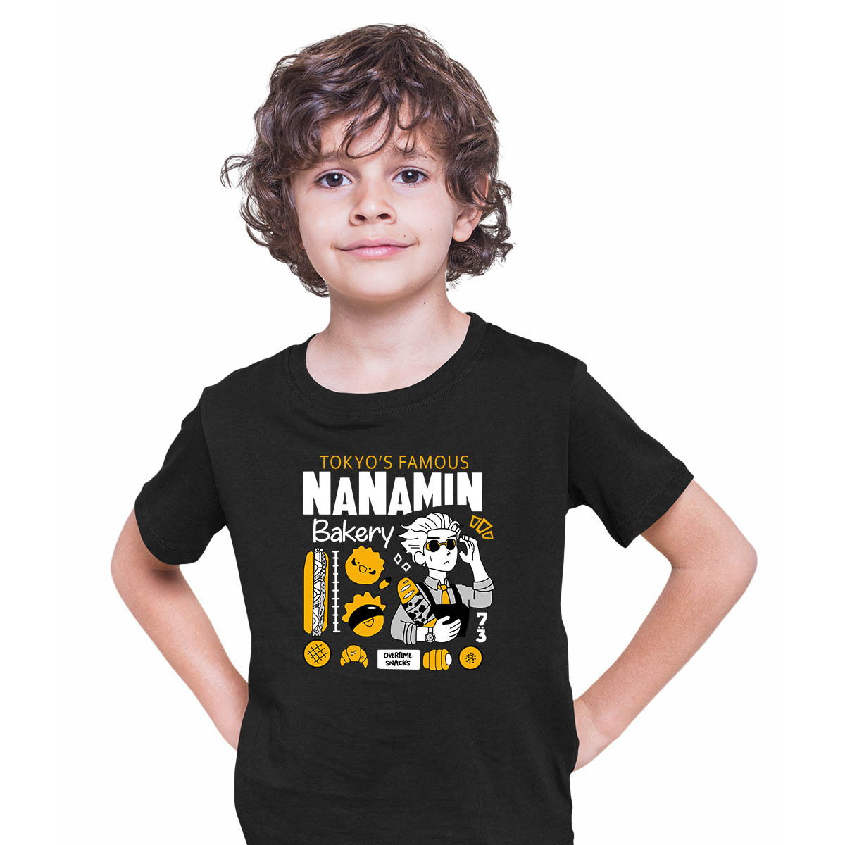 Jujutsu Kaisen Tokyo's Famous Nanamin Bakery Anime Manga Black T-shirt for Kids