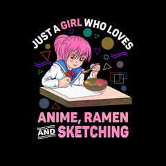 Just A Girl Who Loves Anime Ramen And Sketching Anime Manga T-shirt for Kids