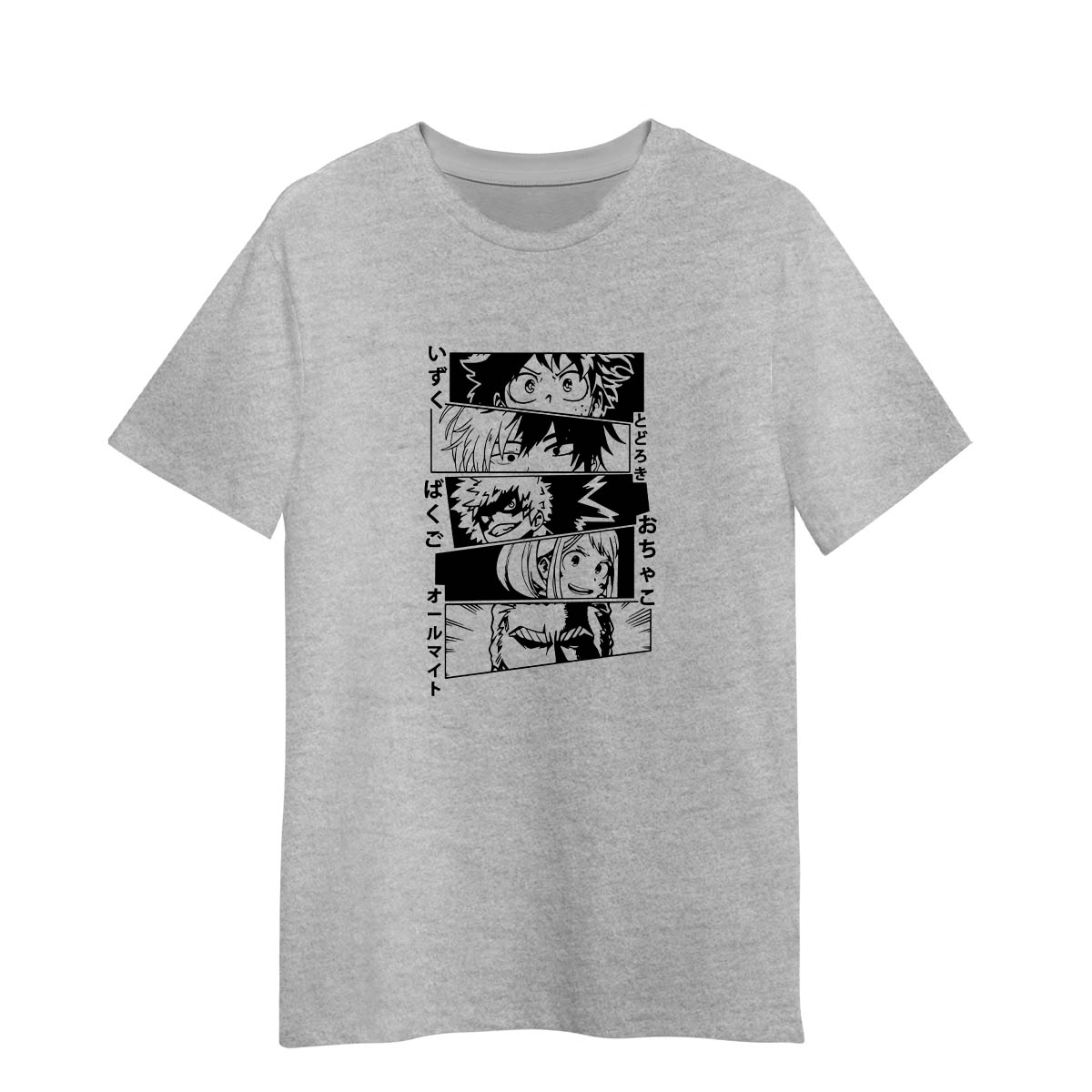Kawaii My Hero Academia Graphic Japanese Anime Boku No Hero Academia Adult Unisex Grey T-shirt
