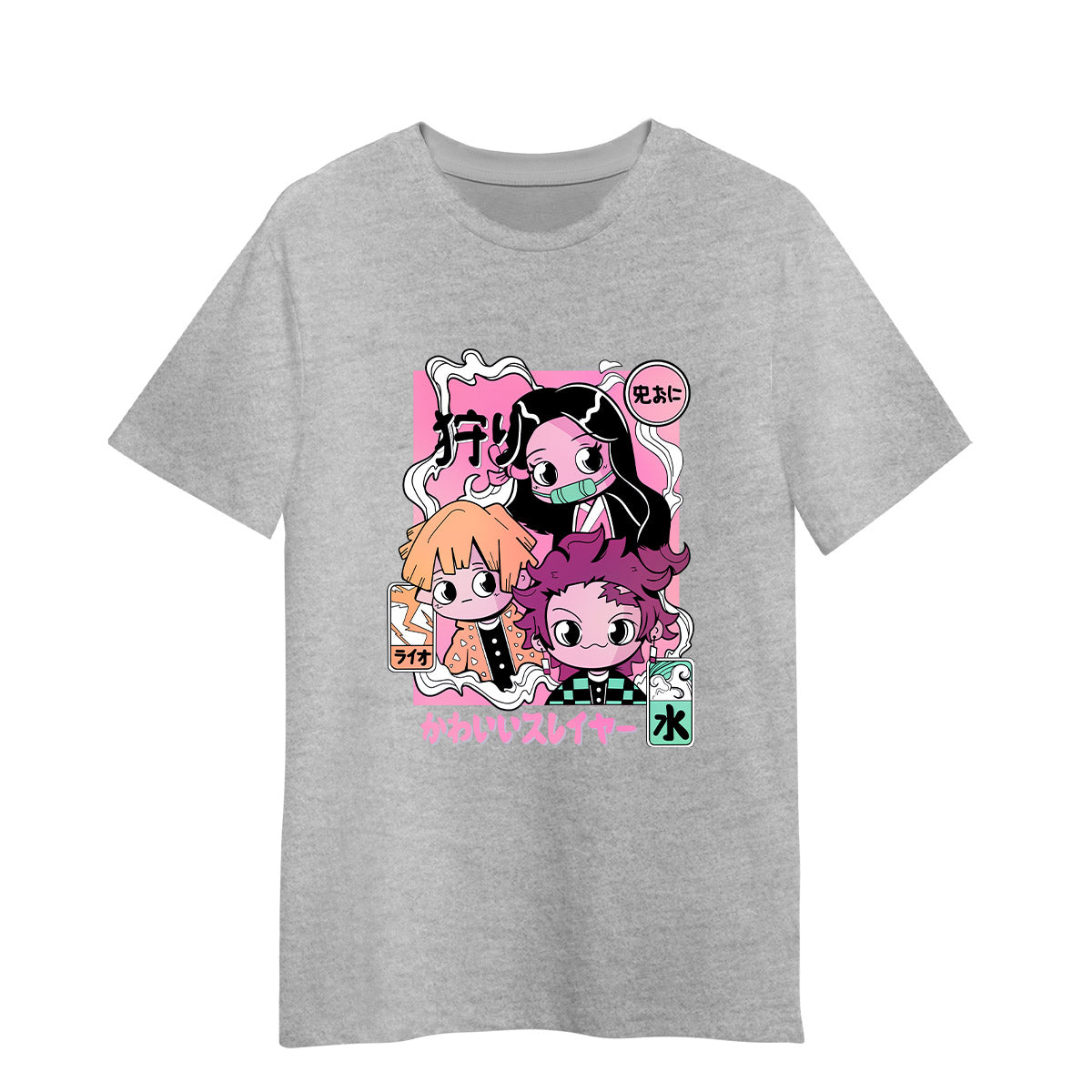 Demon Slayer Anime Manga Grey T-shirt Kimetsu No Yaiba 