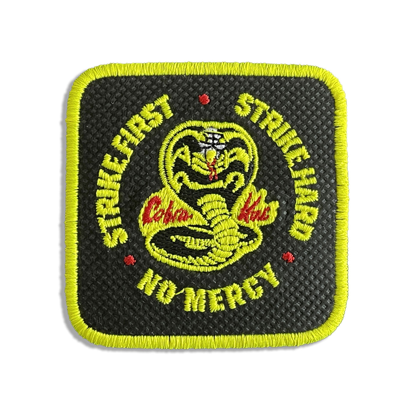 Cobra Kai Strike Hard Cap Embroidered Velcro Patch Hat Black, White, Grey