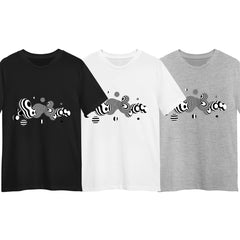 3D Fluid Steel Ball T-Shirt – Black & White Unique Design Graphic Tee