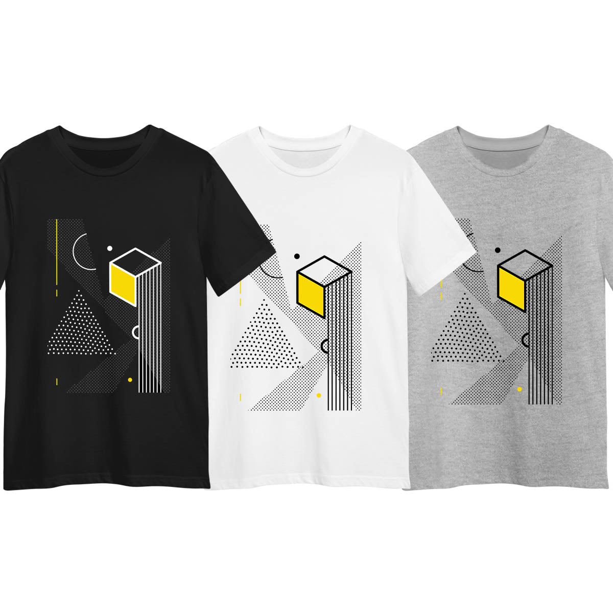 Minimalist Geometric T-Shirt Abstract Black White