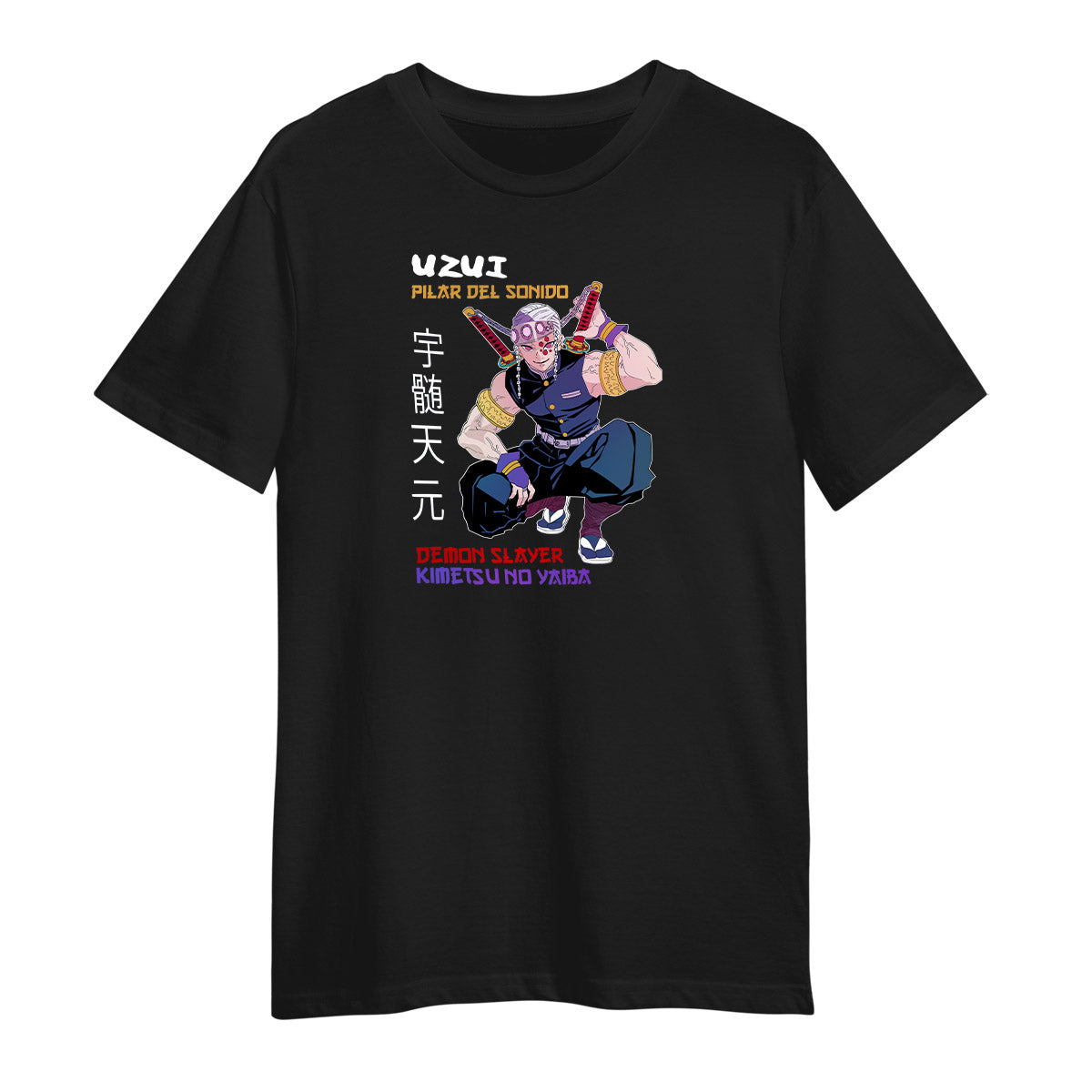 Uzui Pilar Del Sonido Demon Slayer Kimetsu No Yaiba Anime Adult Unisex Black T-shirt