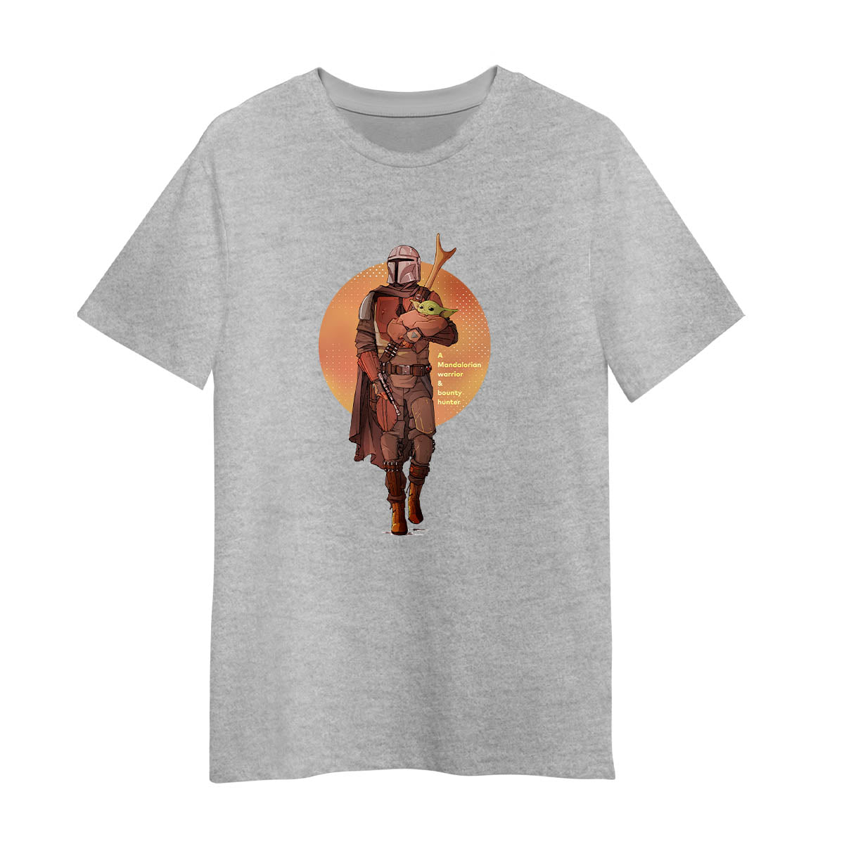 Star Wars The Mandalorian Baby Yoda Sunset Silhouette Grey Tee