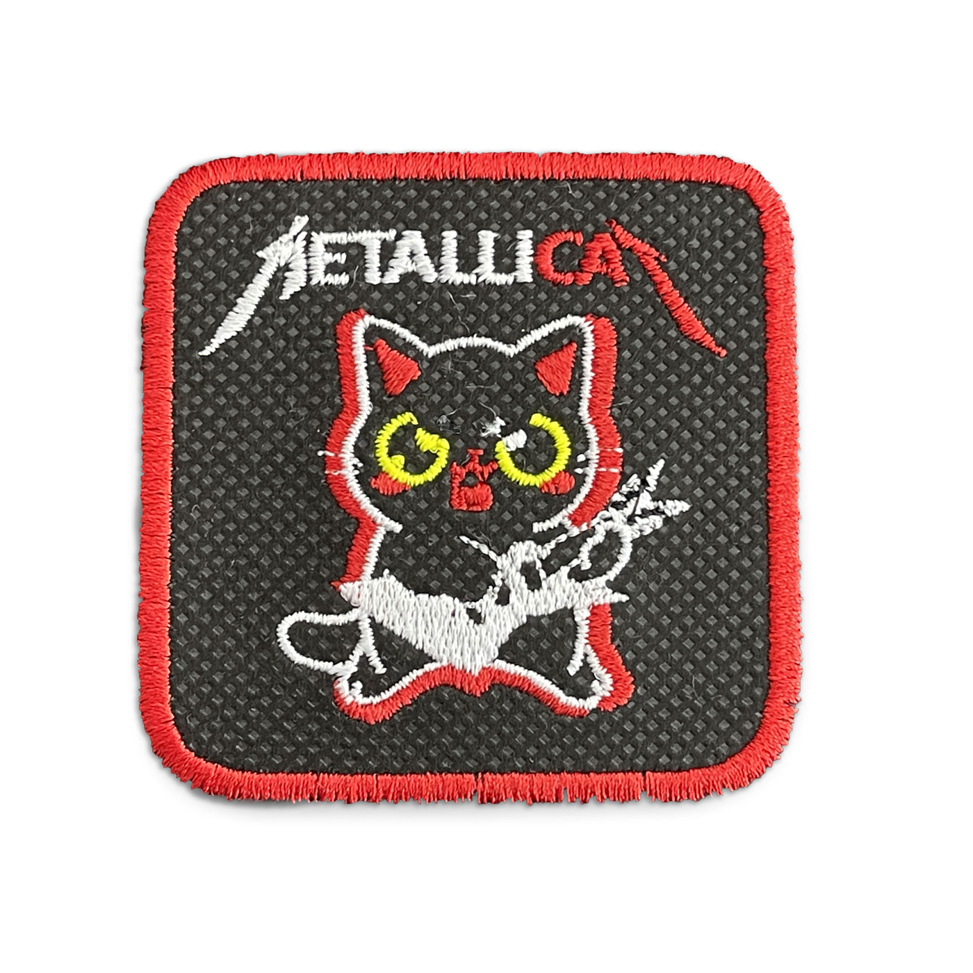 Metal Cat Cap Embroidered Velcro Patch Heavy Metal Rock Hat Black, White, Grey