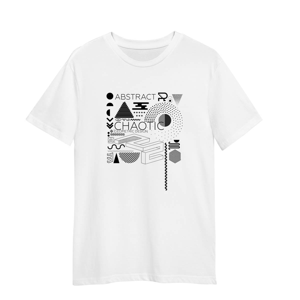 Modern Geometric Abstract Art T-Shirt White Unique Composition Design, Unisex Tee