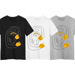 Minimalist Abstract Face T-Shirt – Unique One Line Drawing Graphic Tee Three