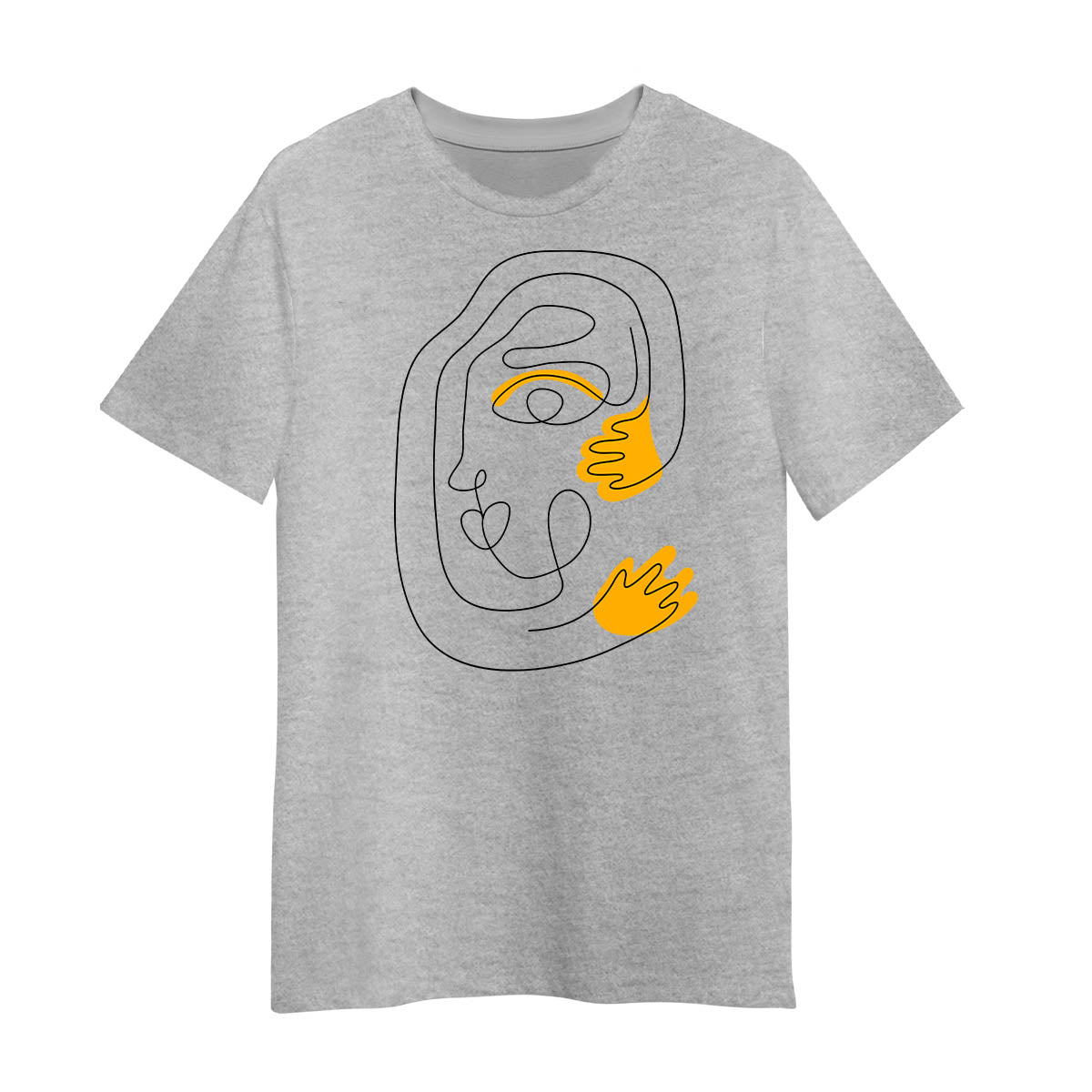 Minimalist Abstract Face T-Shirt – Unique One Line Drawing Graphic Tee Three