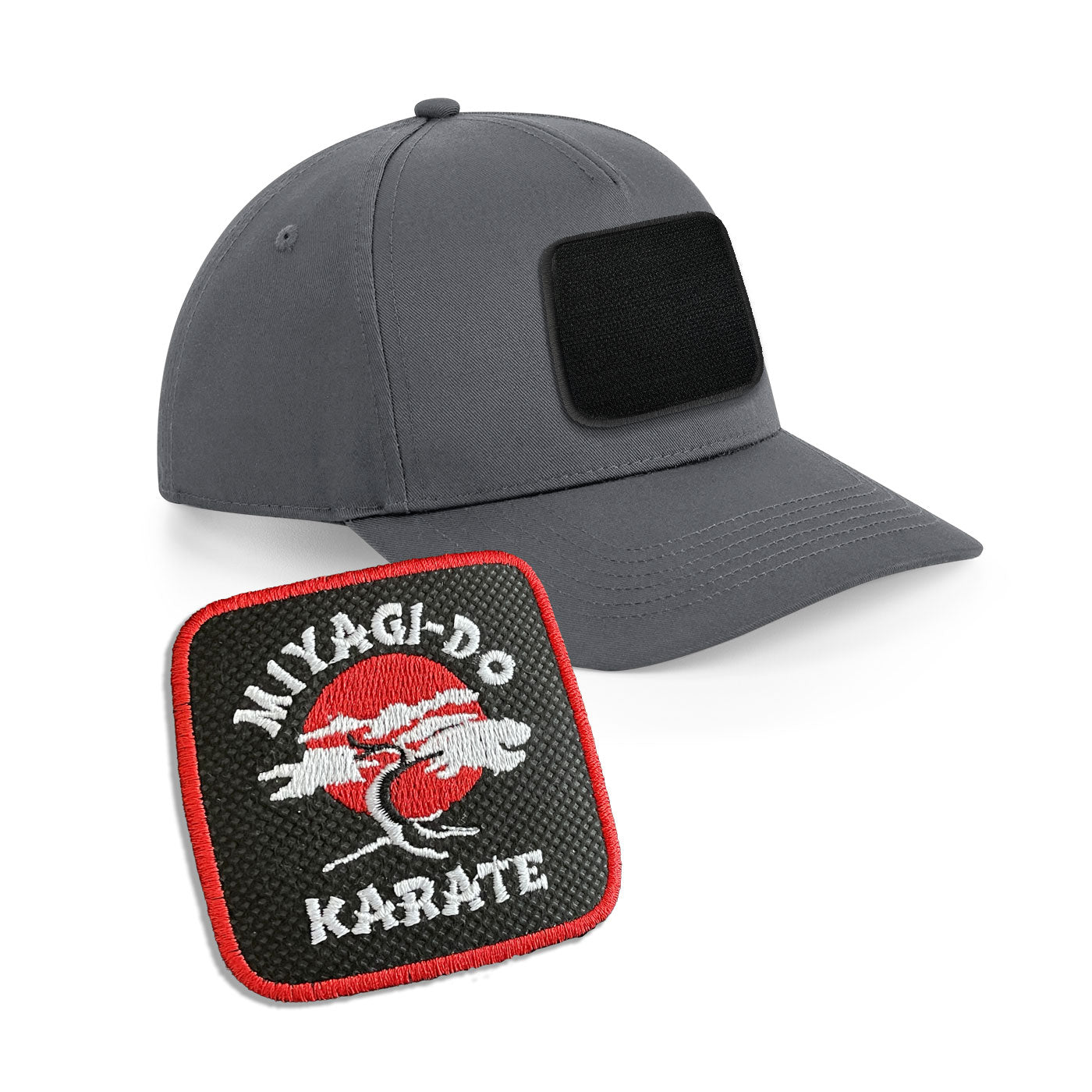 Miyagi-do-Karate Cap Embroidered Velcro Patch Bike Hat Black, White, Grey