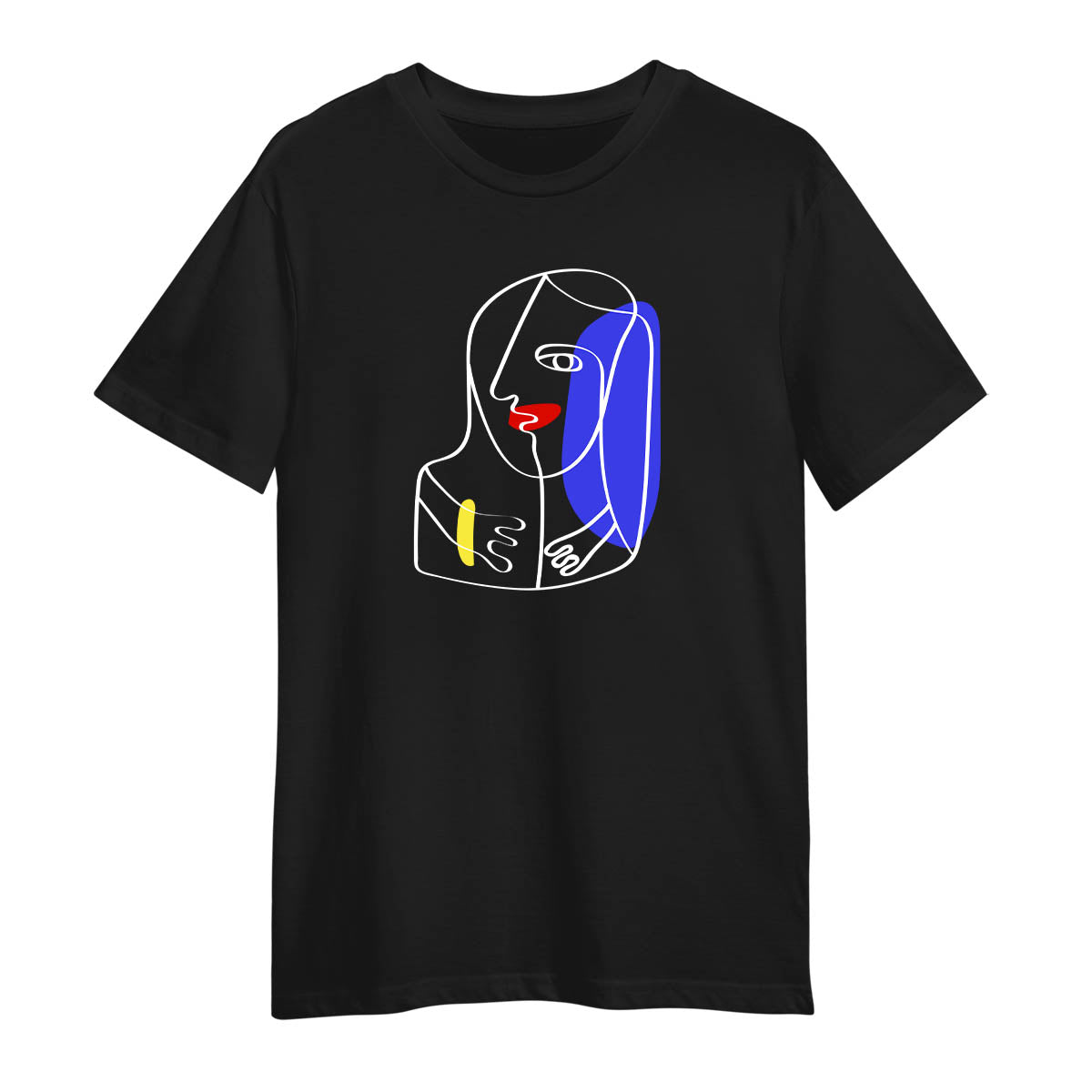 Modern Minimalist Abstract Portrait T-Shirt Unique One Line Art Graphic Tee Three