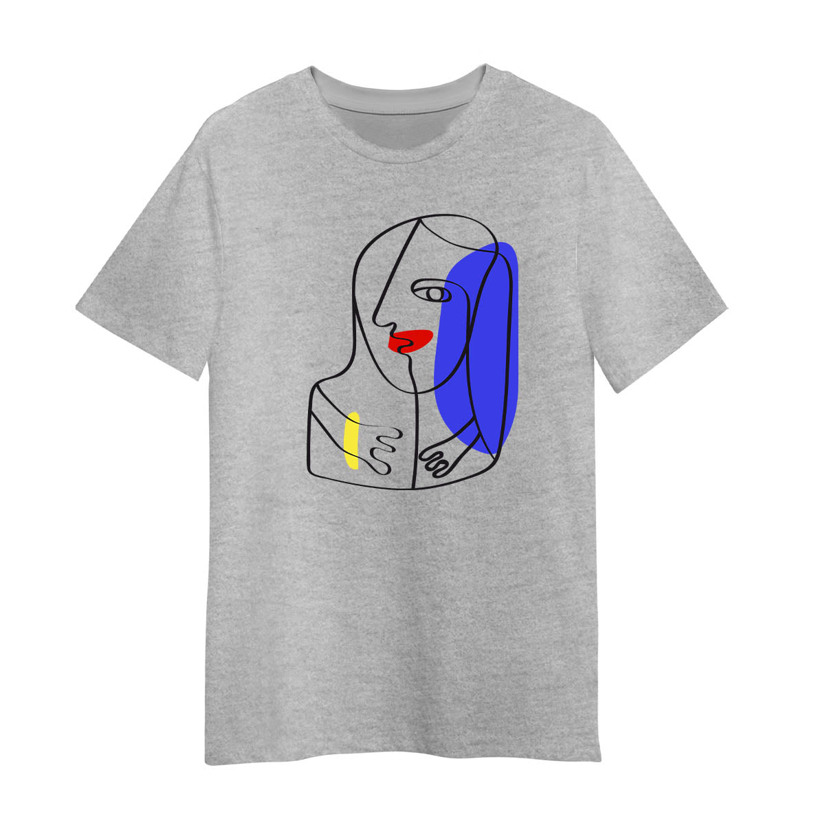 Modern Minimalist Abstract Portrait T-Shirt Unique One Line Art Graphic Tee Three