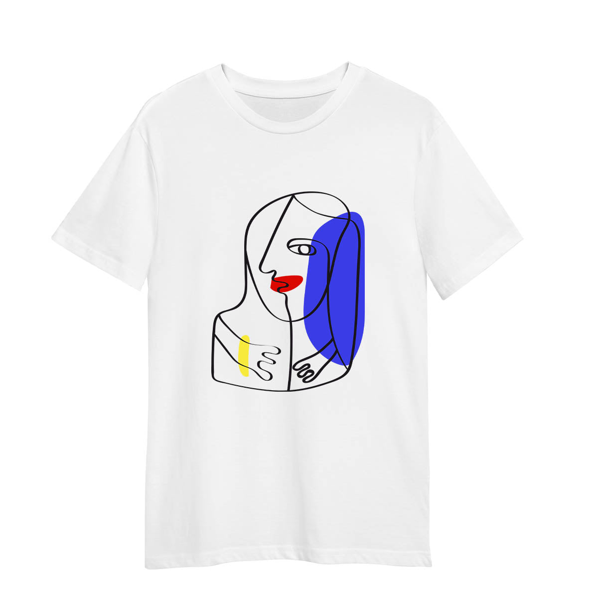 Modern Minimalist Abstract Portrait T-Shirt Unique One Line Art Graphic Tee Three