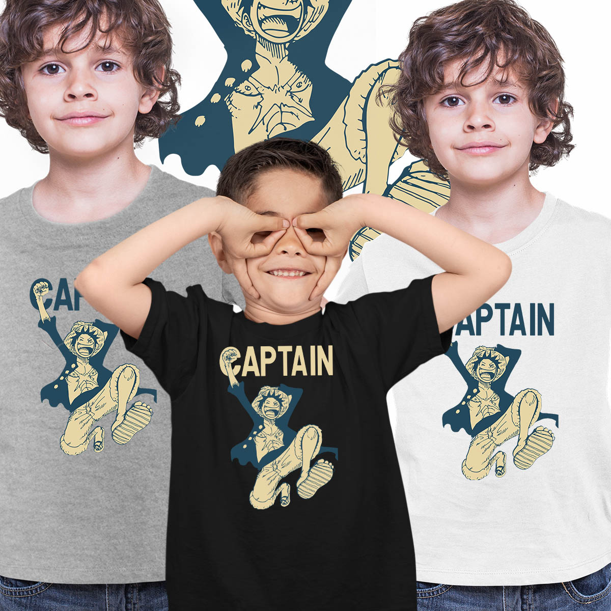 Monkey D. Luffy Captain Anime Manga Japanese  T-shirt for Kids
