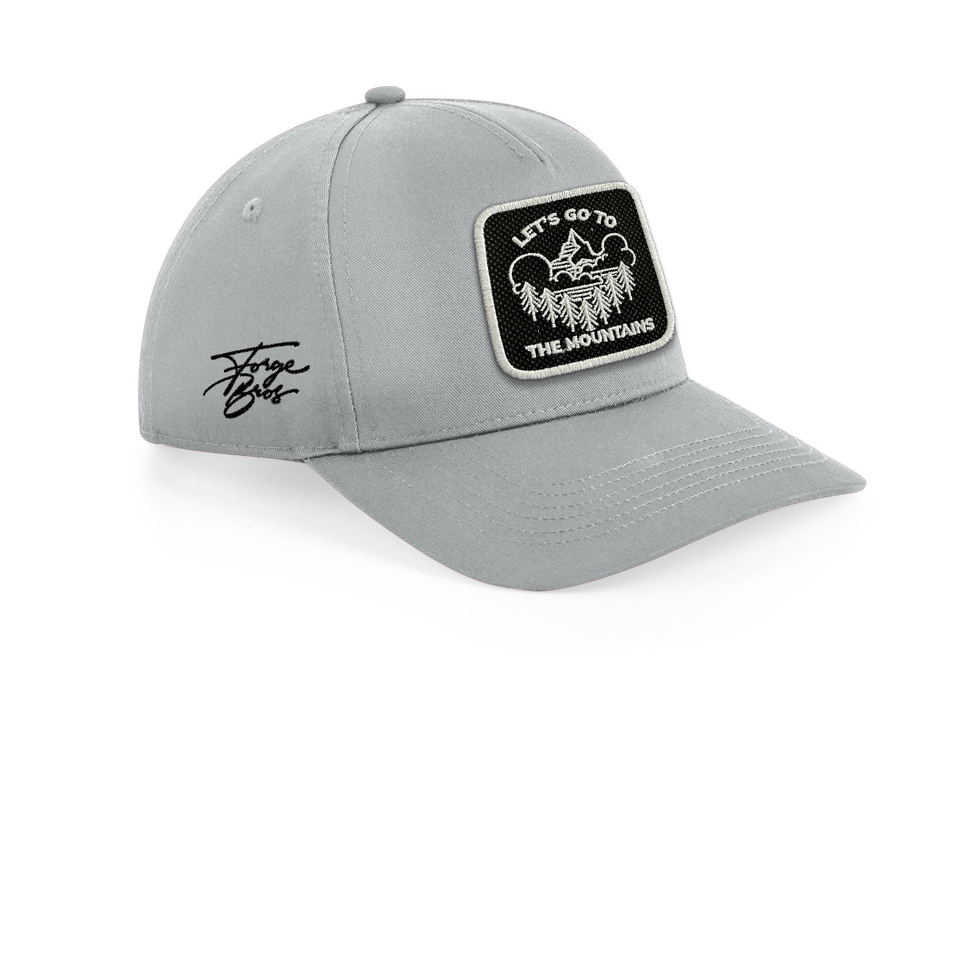 Mountains Outdoor Cap Embroidered Velcro Patch Hat Black, White, Grey