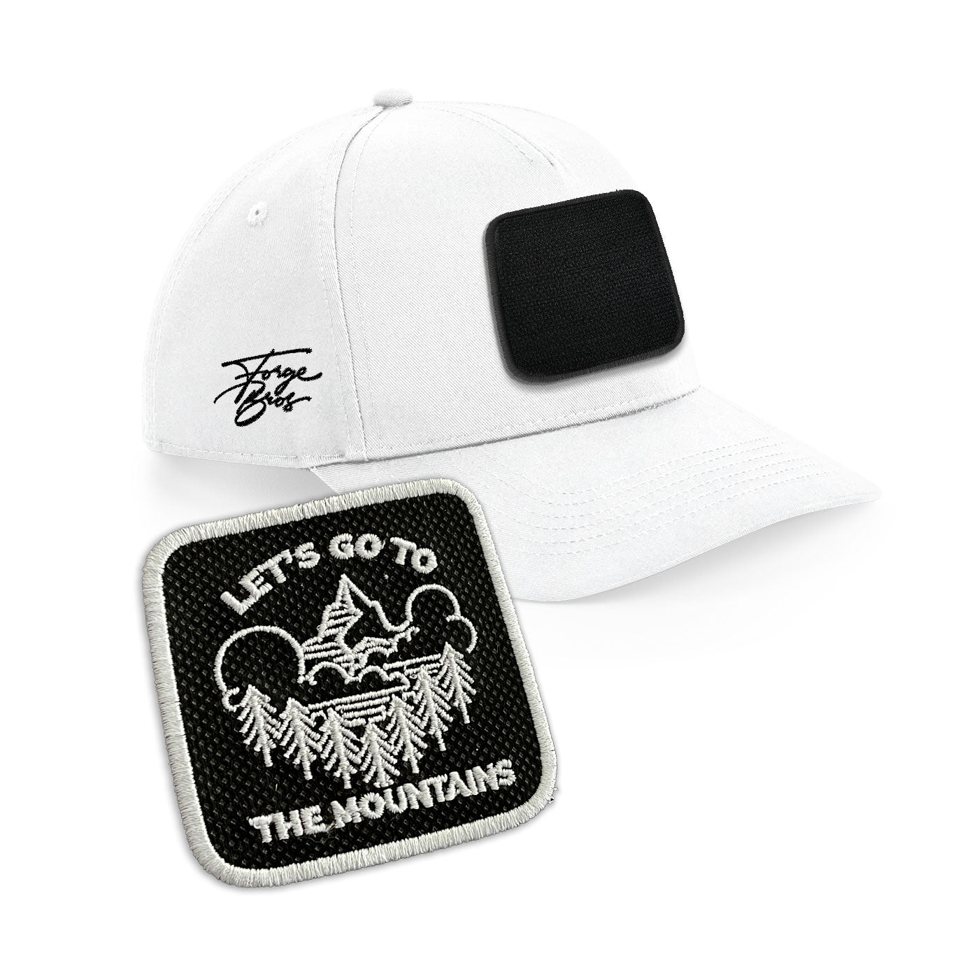 Mountains Outdoor Cap Embroidered Velcro Patch Hat Black, White, Grey