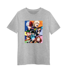 My Hero Academia Characters Graphic Art Anime Manga Gift Unisex Grey T-shirt