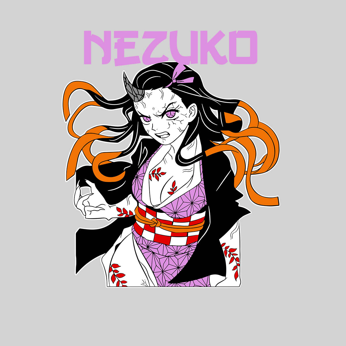 Nezuko Kamado Kimetsu No Yaiba Demon Slayer Gift Anime Manga T-shirt for Kids