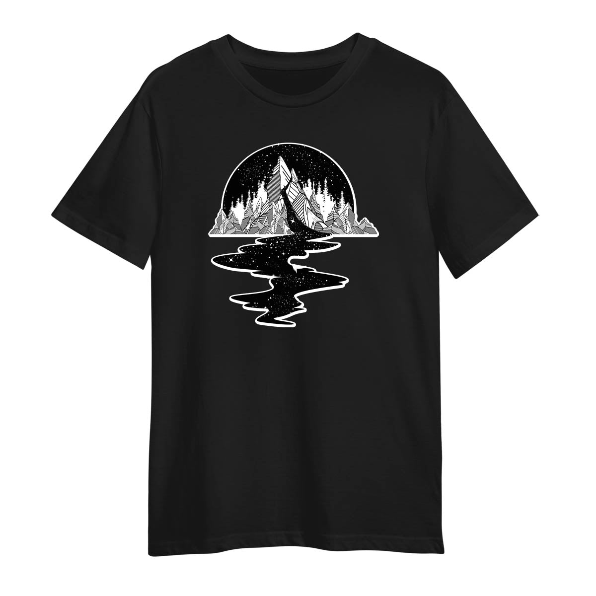 Old Skool River Full Of Stars Hipster Minimal and Abstract T-Shirt for Male & Female
