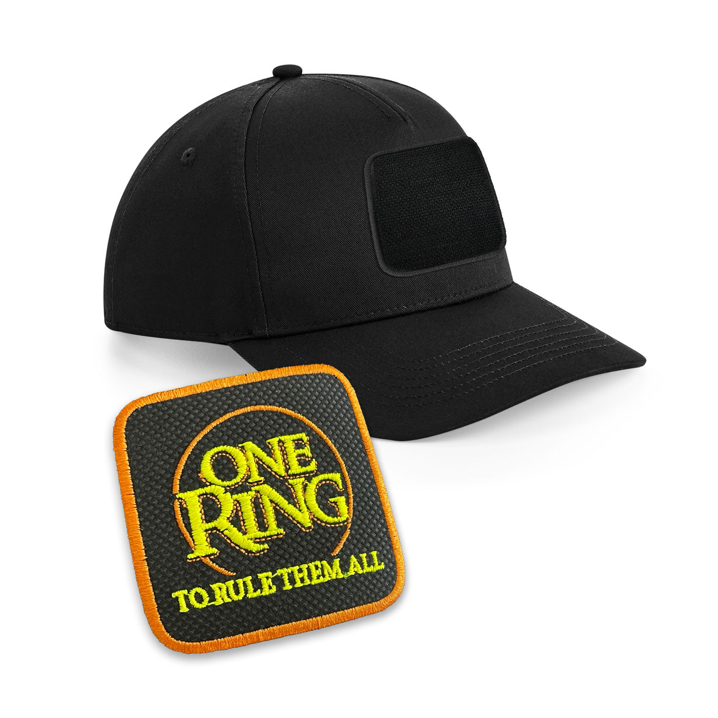 One Ring LOTR Cap Embroidered Velcro Patch Rule them all  Black