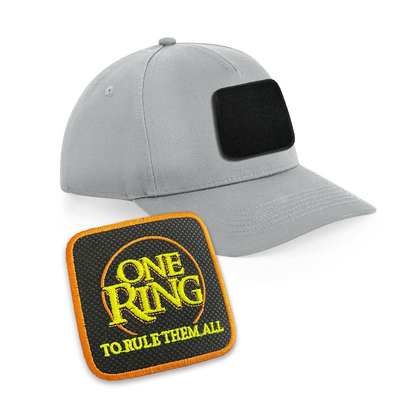 One Ring LOTR Cap Embroidered Velcro Patch Rule them all Grey