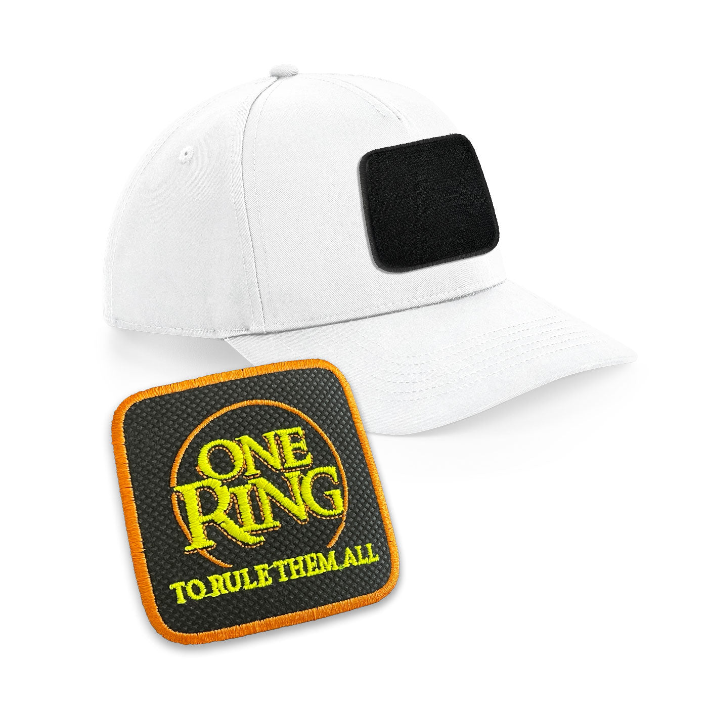 One Ring LOTR Cap Embroidered Velcro Patch Rule them all white