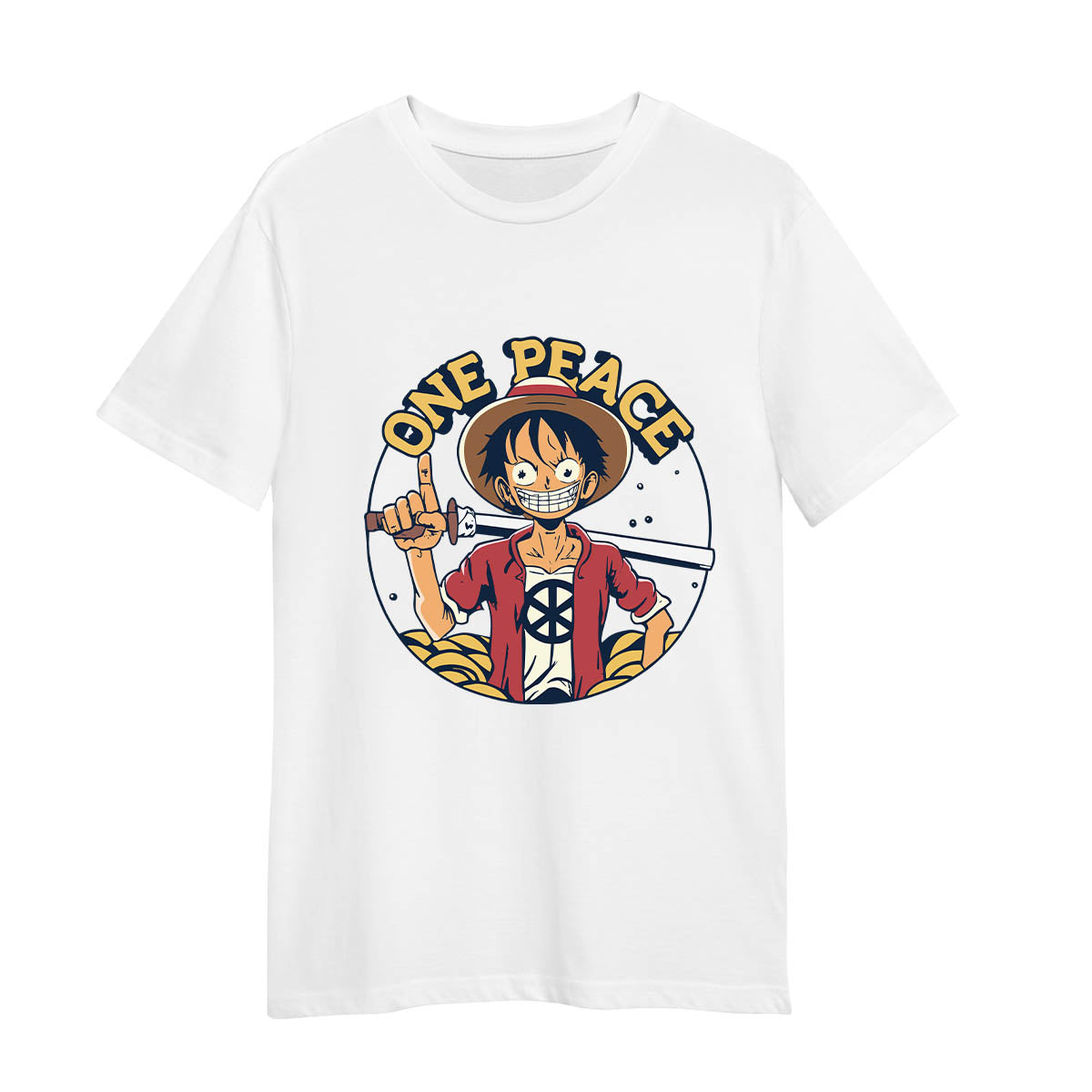 One Peace Monkey D Luffy Funny One Piece Anime Manga Adult Unisex White T-shirt