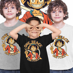 One Peace Monkey D. Luffy One Piece Anime Manga  T-shirt for Kids