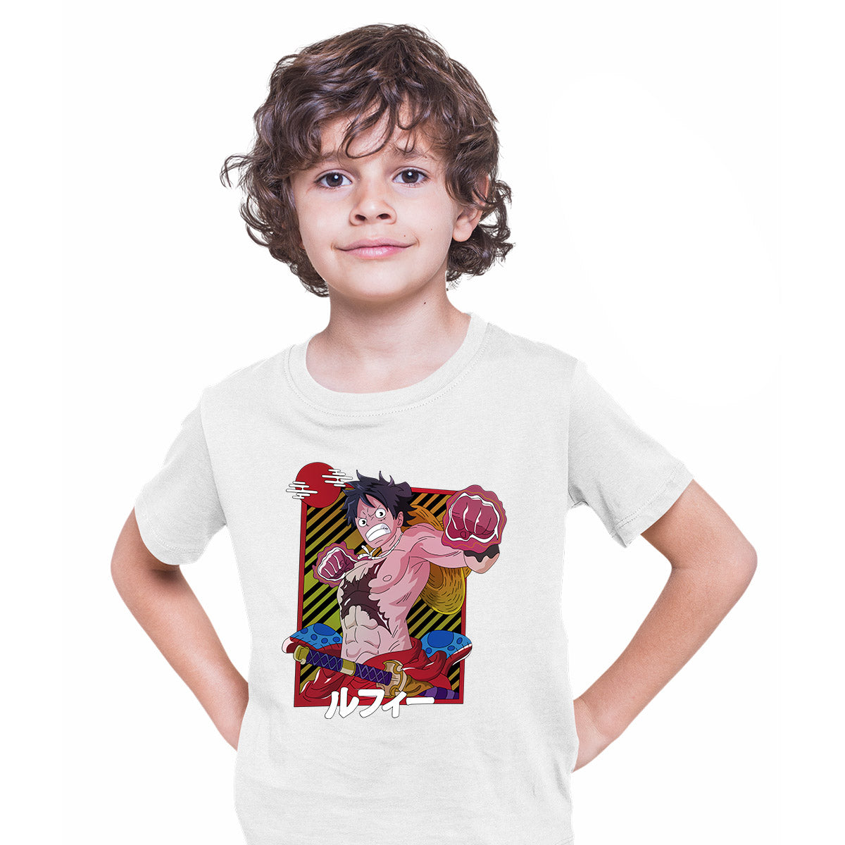 One Piece Fist Luffy One Piece Monkey D. Luffy Anime Manga White T-shirt for Kids