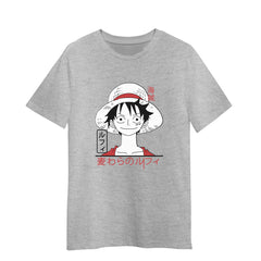 One Piece Monkey D Luffy Japanese Anime Adult Unisex Grey T-shirt