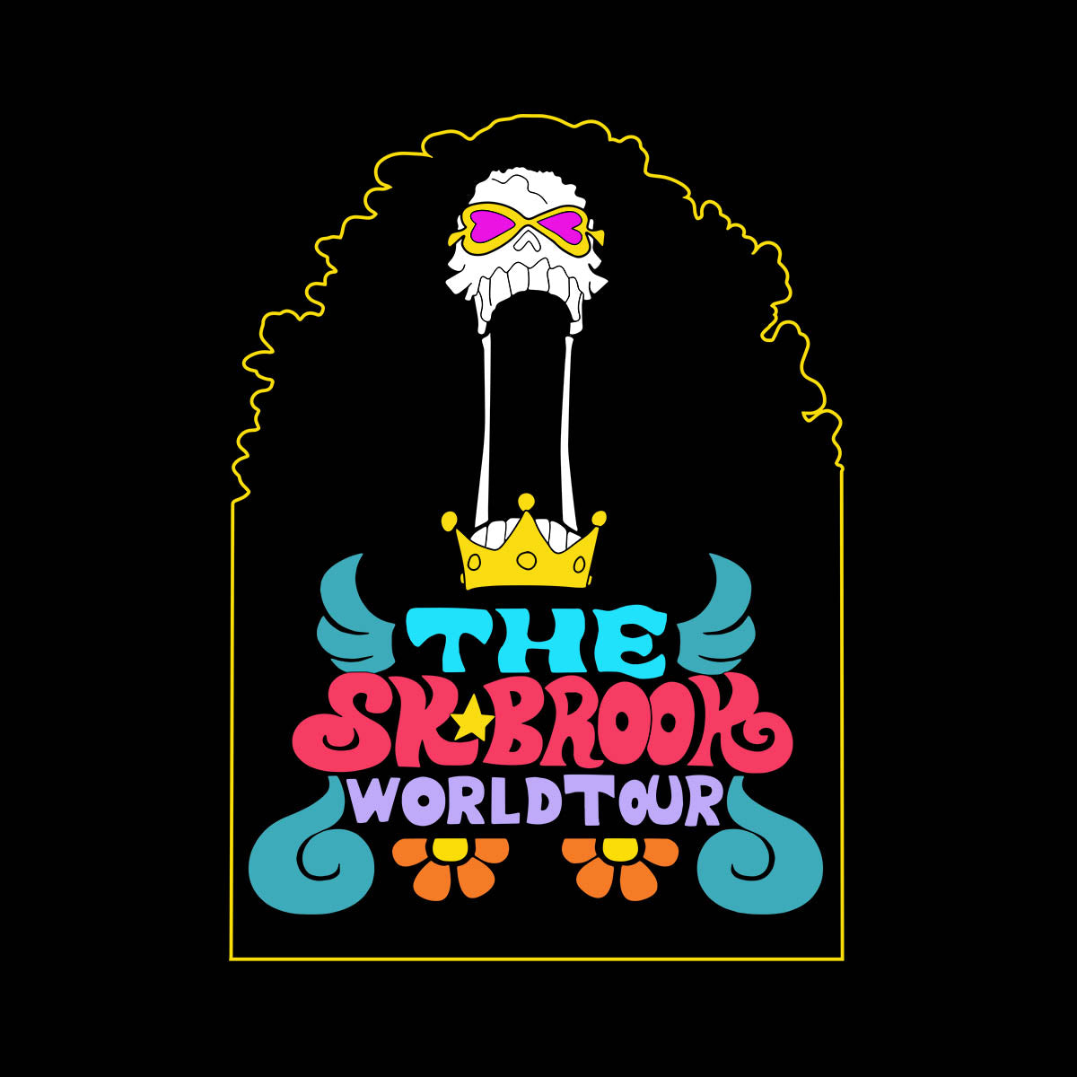 One Piece Soul King Brook The Sk Brook World Tour Anime Manga  T-shirt for Kids