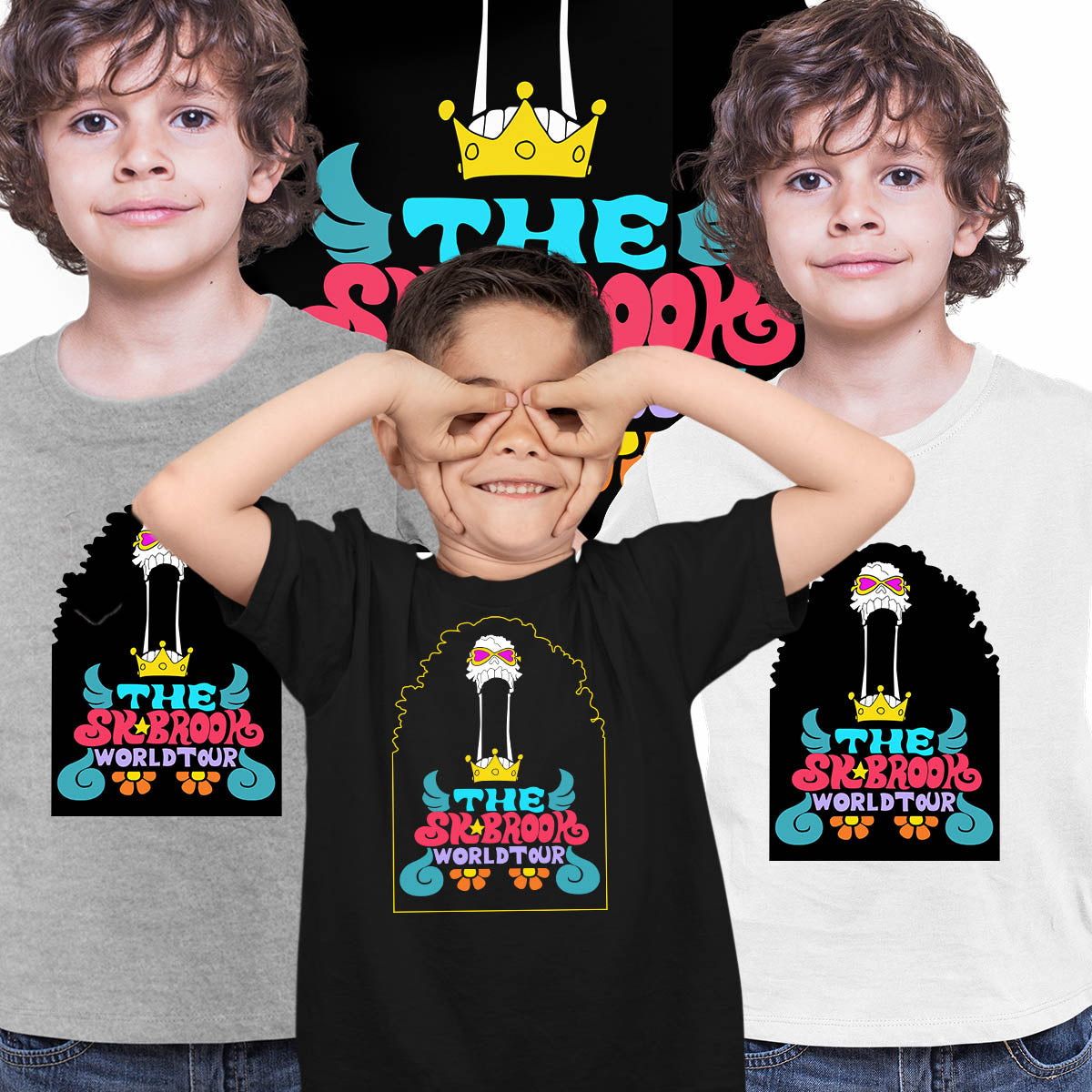 One Piece Soul King Brook The Sk Brook World Tour Anime Manga  T-shirt for Kids