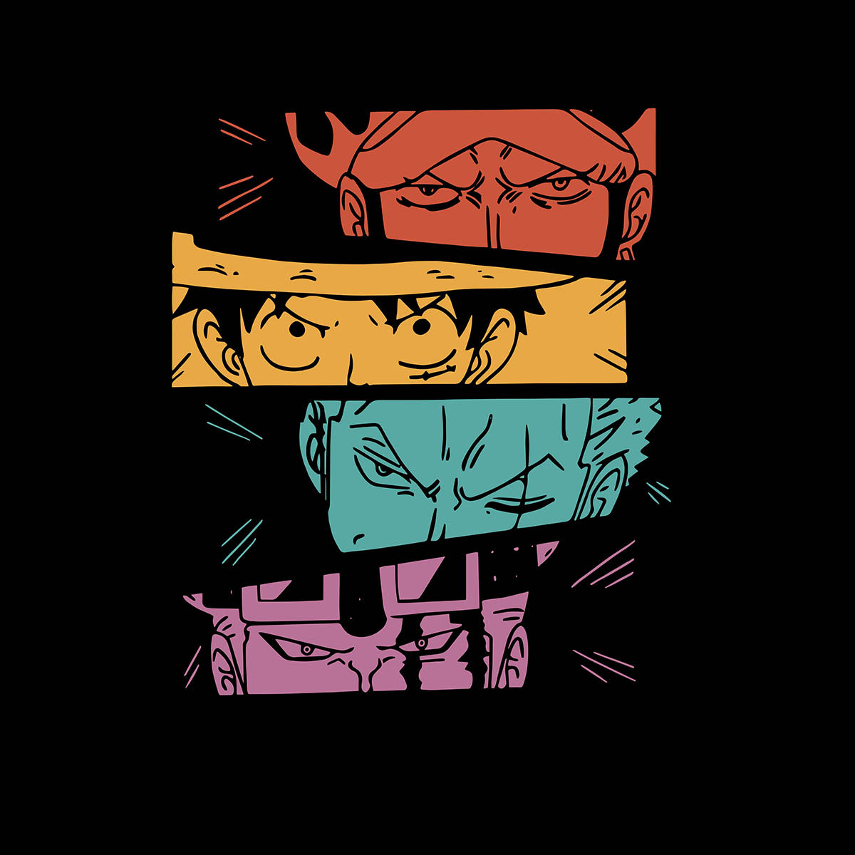 One Piece Straw Hat Pirates Monkey Luffy Zoro One Piece Anime Manga  T-shirt for Kids