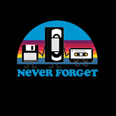 Vintage Never Forget Shirt Funny Retro Floppy Disk VHS Tee T-shirt for Kids