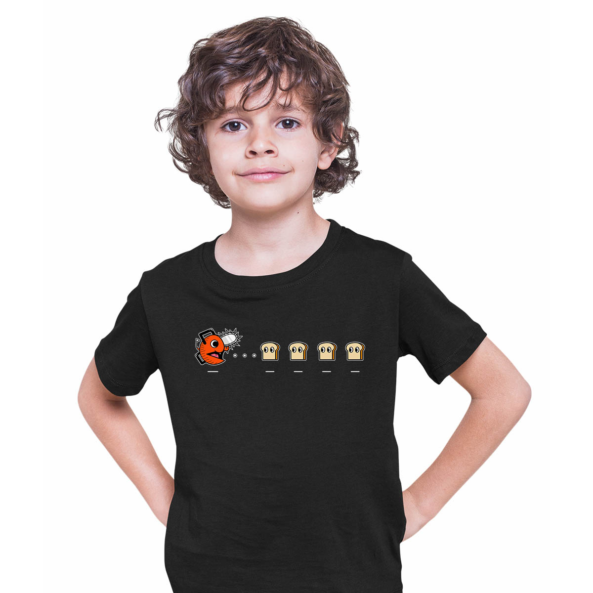 Pac-Chita Pochita x Pacman Chainsaw Man Cute Anime Manga T-shirt for Kids