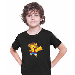 Pikachu Luffy One Piece Pikachu Pokemon Cute Cartoon Kids Black T-shirt for Kids