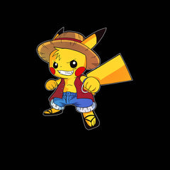 Pikachu Luffy One Piece Pikachu Pokemon Cute Cartoon Adult Unisex T-shirt