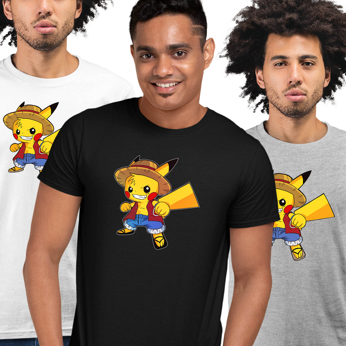 Pikachu Luffy One Piece Pikachu Pokemon Cute Cartoon Adult Unisex T-shirt