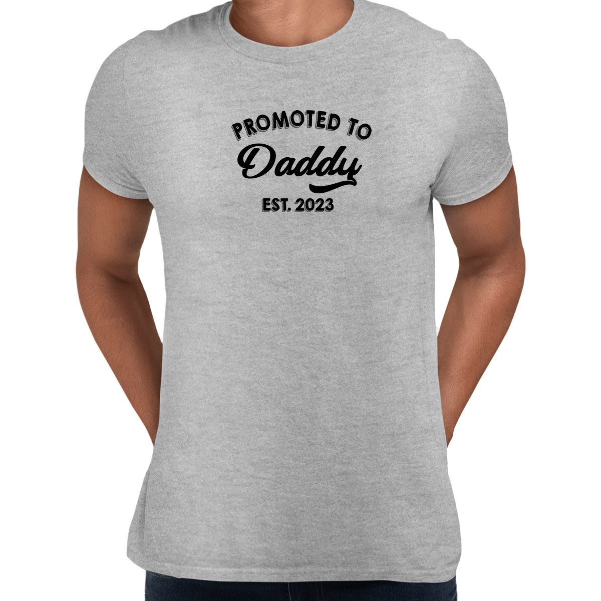 Promoted to Daddy 2023 Grey T-Shirt 