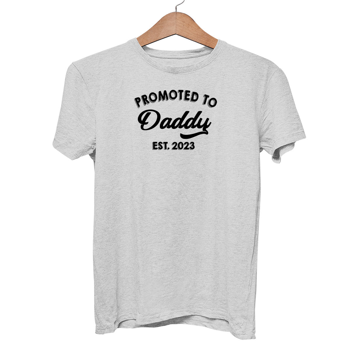 Promoted to Daddy 2023 T-Shirt Funny Humor New Dad Baby First Time Typographygraphy Unisex T-Shirt