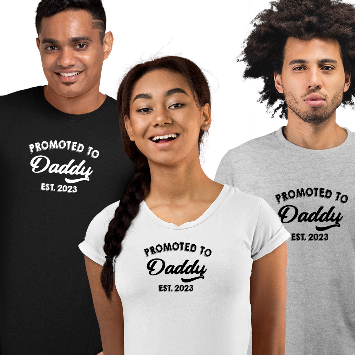 Promoted to Daddy 2023 T-Shirt Funny Humor New Dad Baby First Time