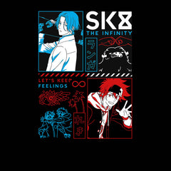 SK8 The Infinity Let's Keep Feelings Japanese Anime Manga Black T-shirt for Kids