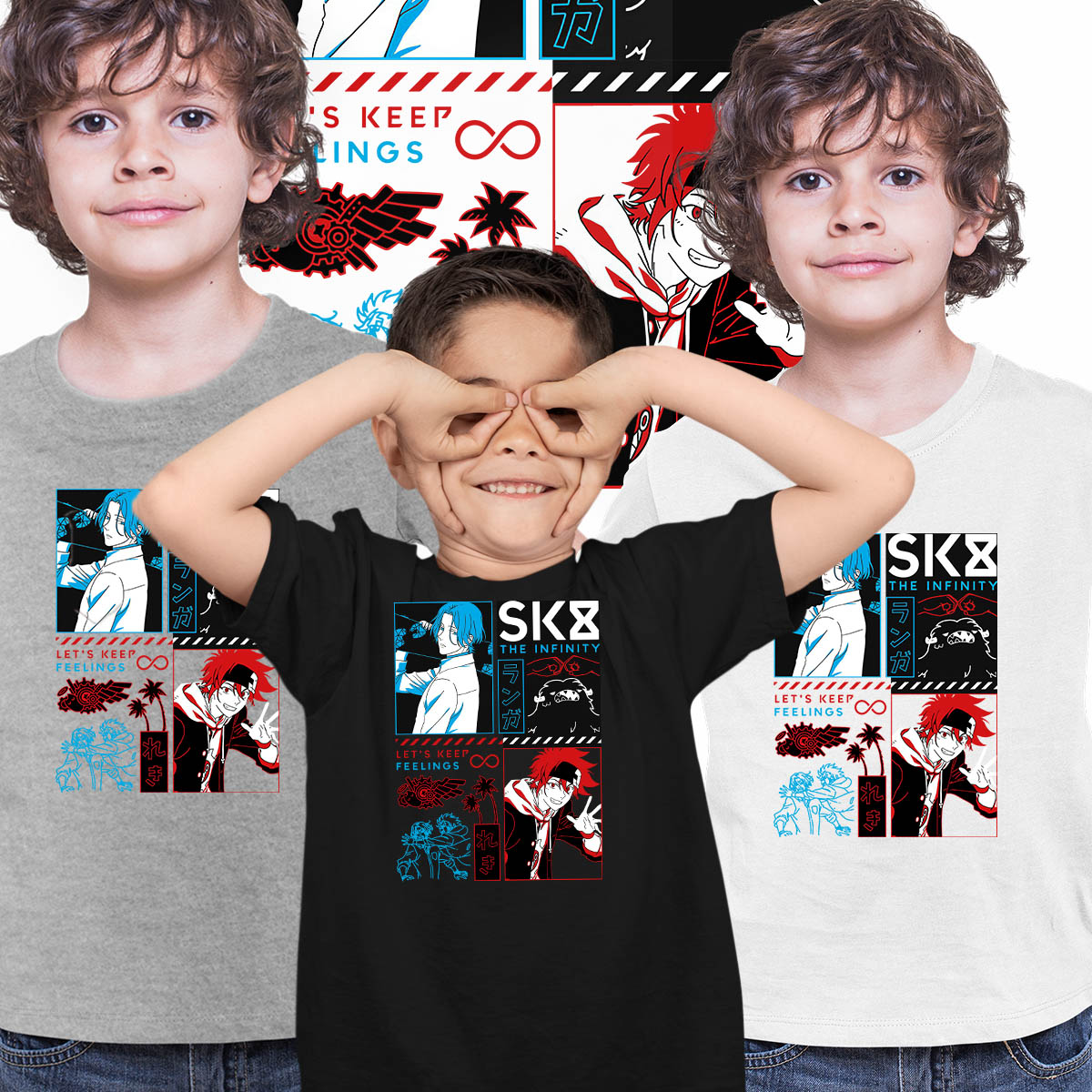 SK8 The Infinity Let's Keep Feelings Japanese Anime Manga T-shirt for Kids