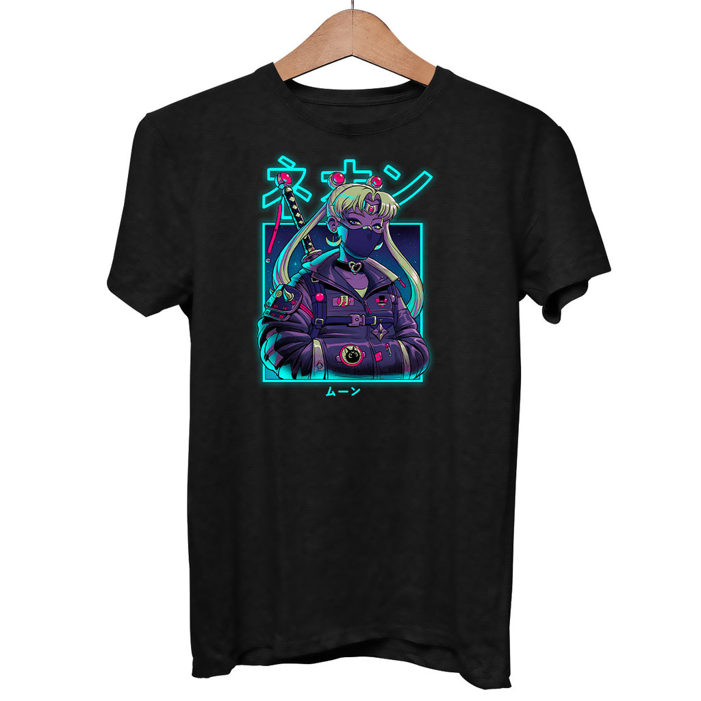 [NEON MOON] ILLUST PATTERN T-SHIRT 2カラー + FREE OMAKE Bright Abstract Mens Graphic T-shirt Unisex Tee All Over
